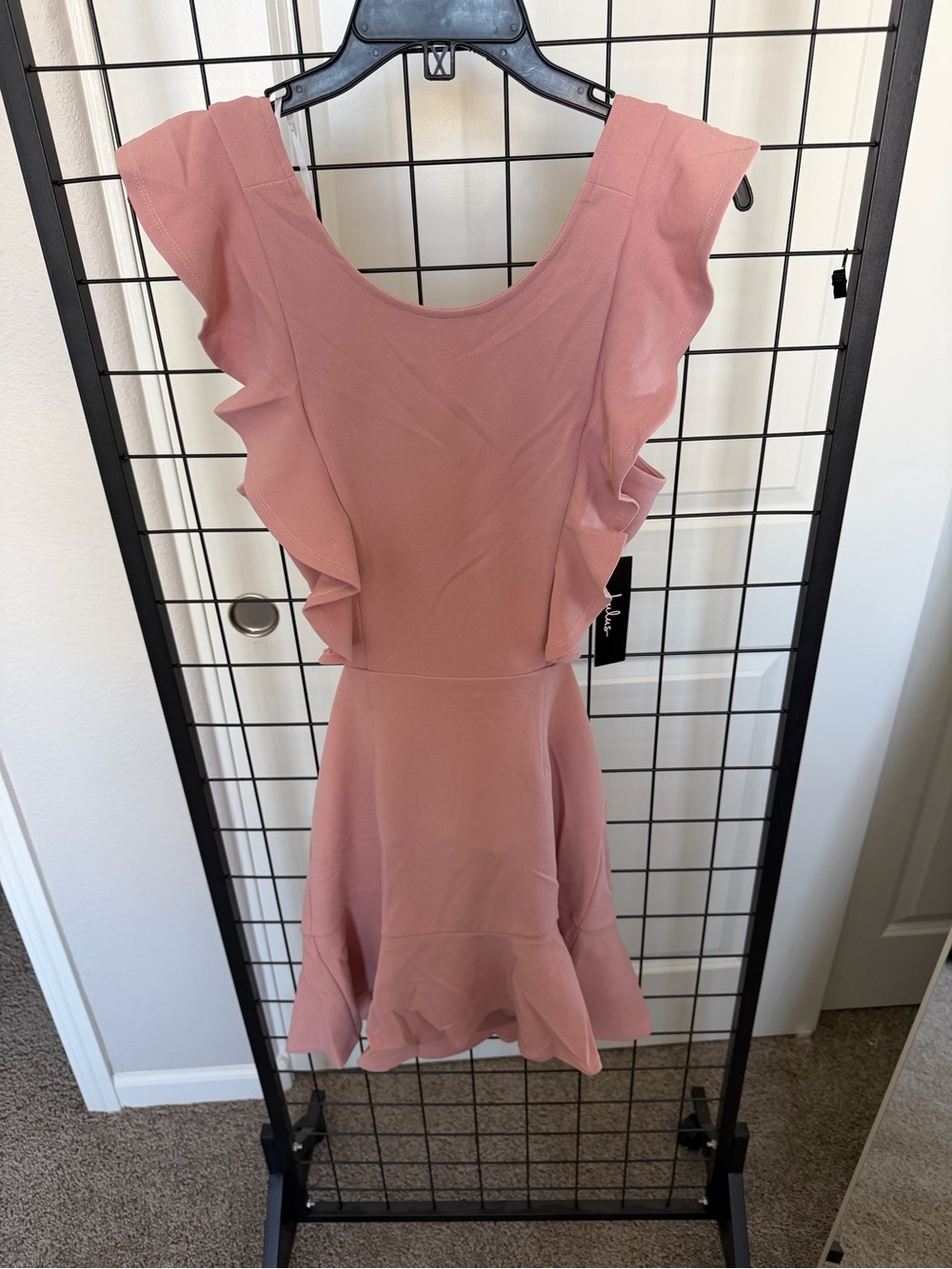 Lulu's Rose Pink Ruffle-Sleeve Mini Dress